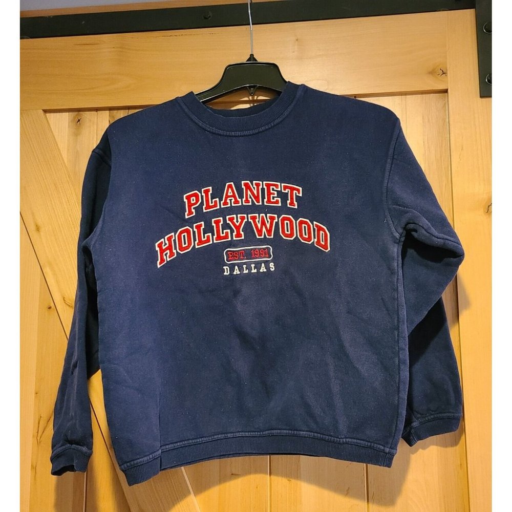 Vintage Size M  L ? Planet Hollywood Dallas Sweatshirt Blue Red Embroidered